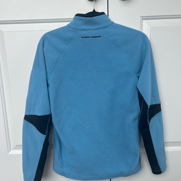 Under Armour ColdGear Fleece Zip Jacket | Blue & Black Athletic Running Layer - Picture 2 of 7